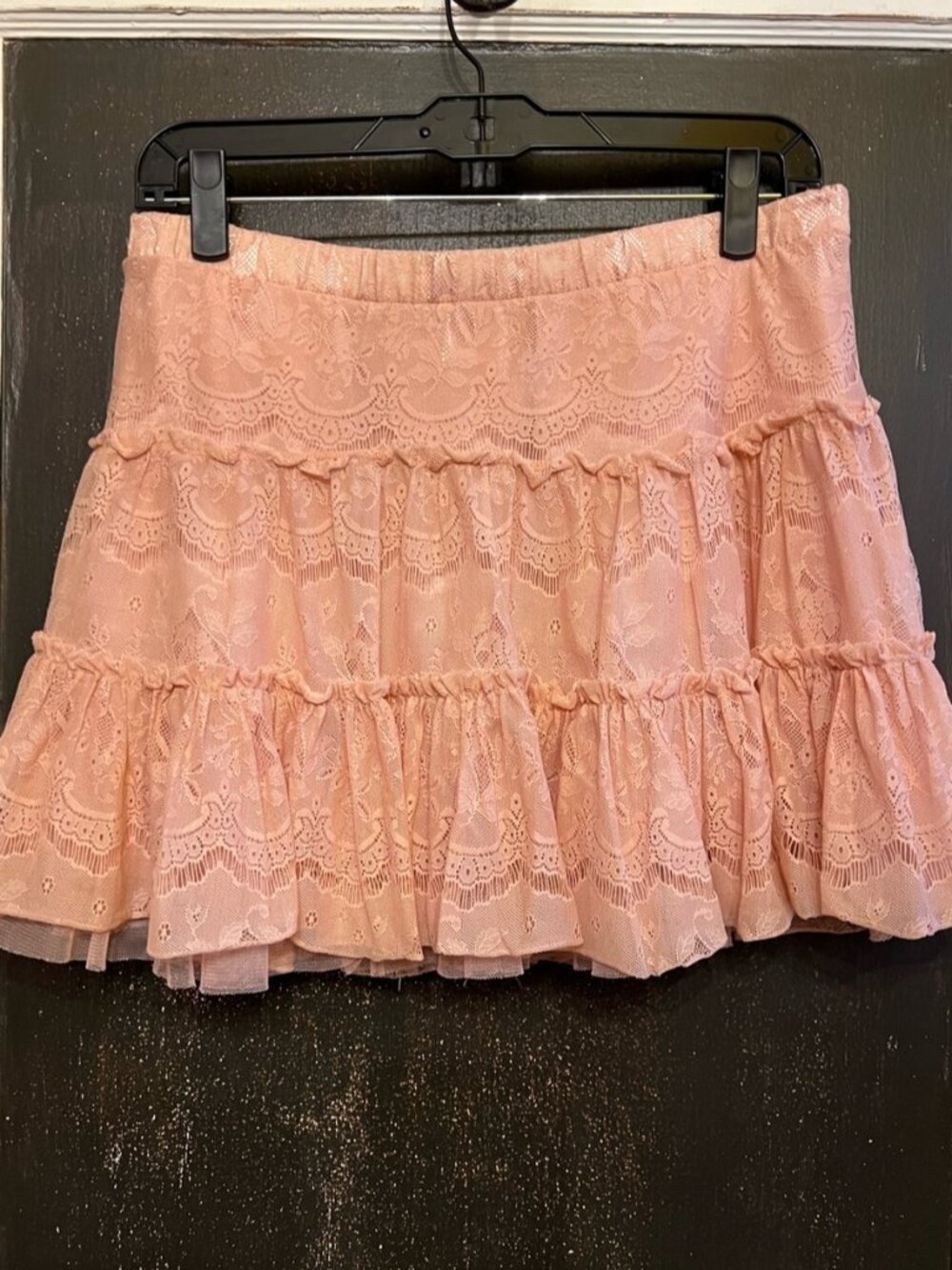 Pink Lace Tiered Ruffle Mini Skirt❤ - Picture 1 of 3